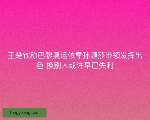 王楚钦称巴黎奥运依靠孙颖莎带领发挥出色 换别人或许早已失利 王楚钦称巴黎奥运依靠孙颖莎带领发挥出色 换别人或许早已失利