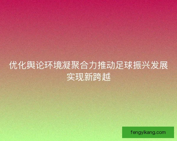 优化舆论环境凝聚合力推动足球振兴发展实现新跨越