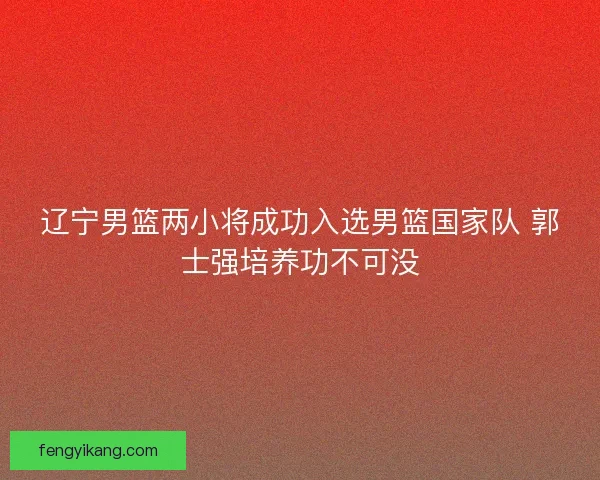 辽宁男篮两小将成功入选男篮国家队 郭士强培养功不可没