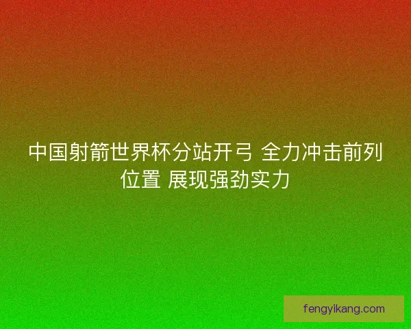 中国射箭世界杯分站开弓 全力冲击前列位置 展现强劲实力